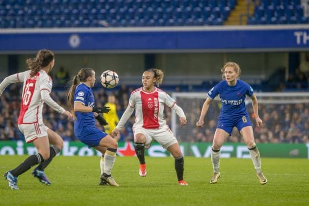 Stamford Bridge, London, England, 27th March 2024: Chasity Grant (15 Ajax) in action during the UEFA Womens Champions League game between Chelsea and Ajax at Stamford Bridge, London. (Tom Phillips SPP) Copyright: xTomxPhillips SPPx spp-en-ToPh-IMG_4601