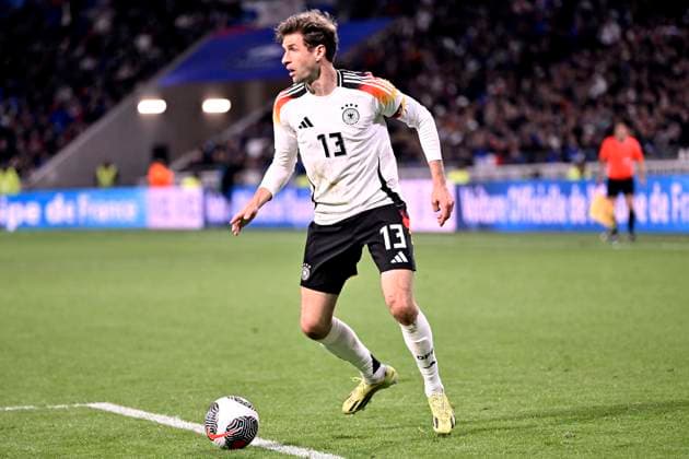MUELLER Thomas Team Deutschland Laenderspiel Frankreich - Deutschland 0 : 2 am 23. 03. 2024 in Lyon DFL REGULATIONS PROHIBIT ANY USE OF PHOTOGRAPHS as IMAGE SEQUENCES and or QUASI-VIDEO Copyright: xJerryxAndrex