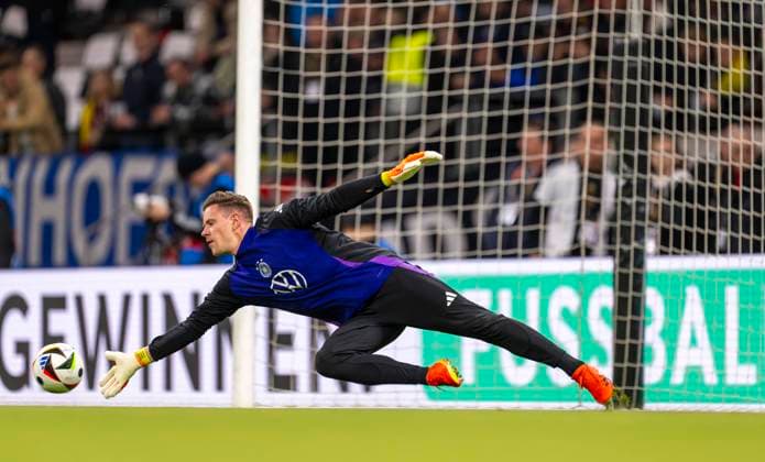 26.03.2024, Fussball Nationalteams Freundschaftsspiele 2024, Deutschland - Niederlande, im Stadion Deutsche-Bank-Park in Frankfurt am Main, Torwart Marc-Andre ter Stegen (Deutschland) beim Aufwärmen.