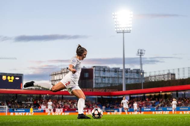 240328 Cecilie Redisch Kvamme of Brann during the UEFA Women s Champions League quarterfinal football match between Barcelona and Brann on March 28, 2024 in Barcelona. Photo: Vegard Grott BILDBYRAN kod VG VG0589 bbeng champions league mesterligaen dam football fotball fotboll soccer barcelona barca brann kvartfinale quarter final tfk women s champions league Copyright: VEGARDxGRoTT BB240328VG022