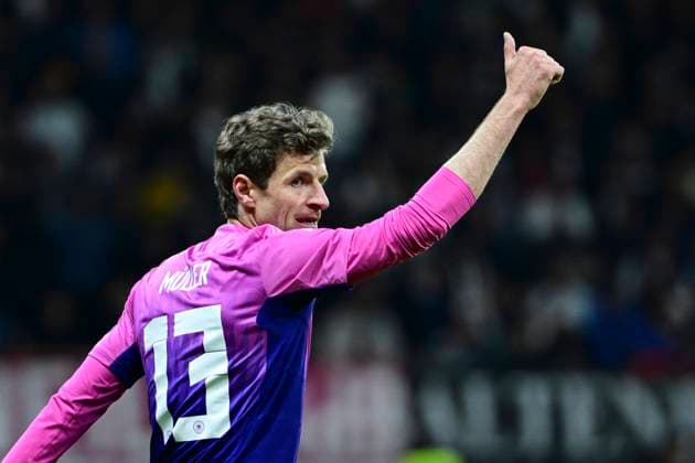 Thomas Mueller 13 ( Deutschland ), Deutschland vs. Niederlande, Fussball, Nationalmannschaft Länderspiel , 26.03.2024 DFB regulations prohibit any use of photographs as image sequences and or quasi-video Franfurt Hessen Deutschland
