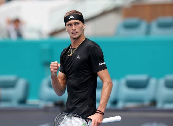 Sport Bilder des Tages March 28, 2024, Miami Gardens, Florida, USA: Alexander Zverev of Germany defeats Fabian Marozsan of Hungary on Day 13 of the Miami Open at Hard Rock Stadium. Miami Gardens USA - ZUMAs214 20240328_ada_s214_008 Copyright: xSMGx
