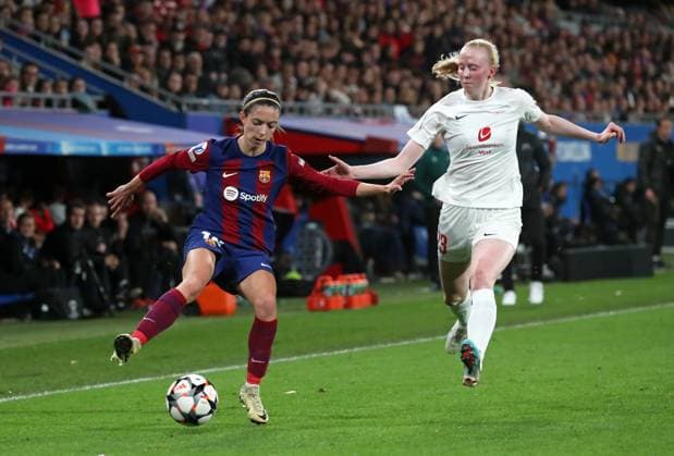 FC Barcelona, Barca v SK Brann - UEFA Women s Champions League 2023 24 Quarter Final Leg Two Aitana Bonmati and Tomine Svendheim are playing in the match between FC Barcelona and SK Brann, corresponding to the second leg of the Quarter-Final of the Women s UEFA Champions League, at the Johan Cruyff Stadium in Barcelona, Spain, on March 28, 2024. Barcelona Spain  Copyright: xUrbanandsportx originalFilename:urbanandsport-fcbarcel240328_npk1P.jpg