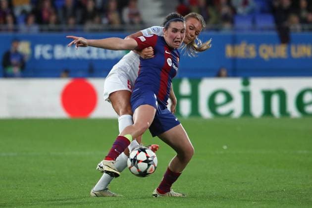 FC Barcelona, Barca v SK Brann - UEFA Women s Champions League 2023 24 Quarter Final Leg Two Mariona Caldentey and Ingrid Ostervold Stenevik are playing in the match between FC Barcelona and SK Brann, which corresponds to the second leg of the Quarter-Final of the Women s UEFA Champions League, at the Johan Cruyff Stadium in Barcelona, Spain, on March 28, 2024. Barcelona Spain  Copyright: xUrbanandsportx originalFilename:urbanandsport-fcbarcel240328_npqfn.jpg