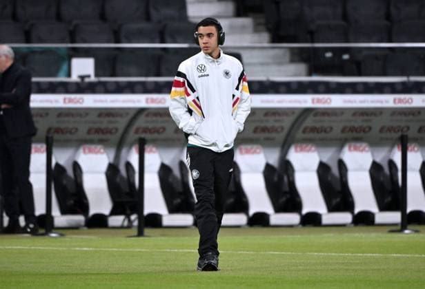 Jamal Musiala (Deutschland) vor dem Spiel 26.03.2024, Fussball Länderspiel Deutschland - Niederlande 2:1 Frankfurt Deutsche Bank Park Deutschland