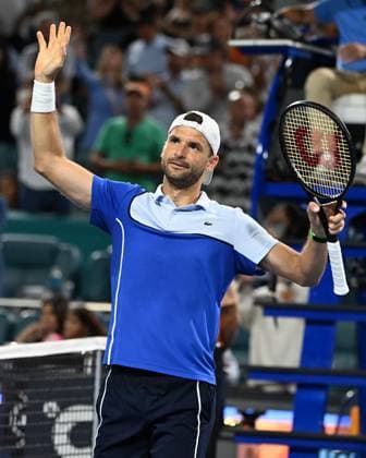 Carlos Alcaraz Vs Grigor Dimitrov during men s quarter finals at The Miami Open at Hard Rock Stadium Featuring: Grigor Dimitrov Where: Miami Gardens, Florida, United States When: 28 Mar 2024 Credit: Robert Bell INSTARimages EDITORIAL USE ONLY. RESTRICTED TO NEWSPAPERS BASED IN THE UK Copyright: xLarryxMaranox instar53606276