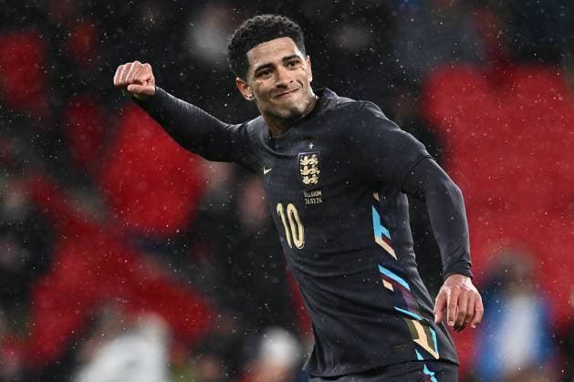 LONDON, ENGLAND - MARCH 26: Jude Bellingham of England celebrates after scoring a goal during the International Friendly, Länderspiel, Nationalmannschaft match between England and Belgium at Wembley Stadium on March 26, 2024 in London, England v Belgium - International Friendly Copyright: xSebastianxFrejx