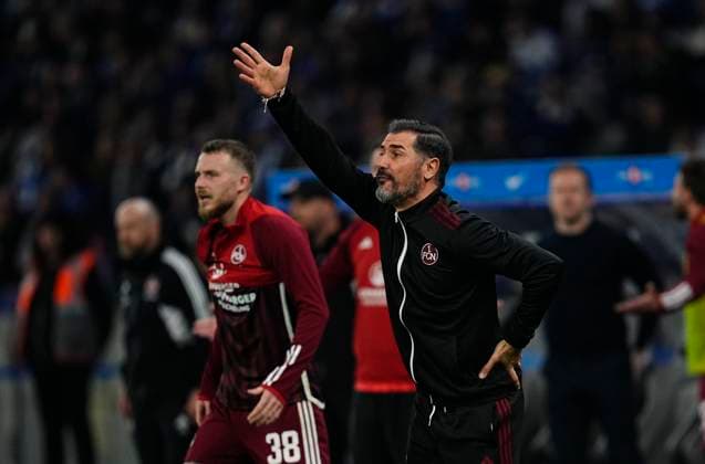 Germany, Berlin, 30.03.2024, Olympic Stadium, Hertha BSC vs 1.FC Nürnberg - 2. Bundesliga, Cristian FiÃ l (1.FC Nürnberg) gestures Berlin Olympic Stadium Berlin Germany
