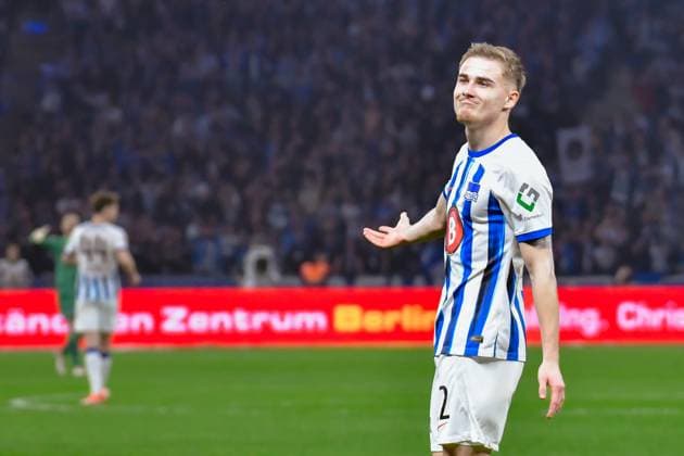 30.03.2024, xlakx, Fussball 2. Bundesliga, Hertha BSC - 1.FC Nuernberg emspor, v.l.Marten Winkler (Hertha BSC 22),Jubel nach dem 1:2 (DFL DFB REGULATIONS PROHIBIT ANY USE OF PHOTOGRAPHS as IMAGE SEQUENCES and or QUASI-VIDEO) Berlin