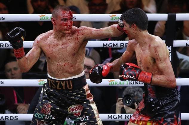 Bilder des Jahres 2024, Sport 03 März Boxen, Tim Tszyu - Sebastian Fundora Tim Tszyu,Sebastian Fundora,March 29 2024,Las Vegas,Nevadas,Nevada,MGM Grand Resort and Casino,WBC,WBO Super Welterweight Championship Las Vegas Nevada USA Copyright: xTomxHoganx-xHoganphotosx TszyuFundoraFight_Hoganphotos416
