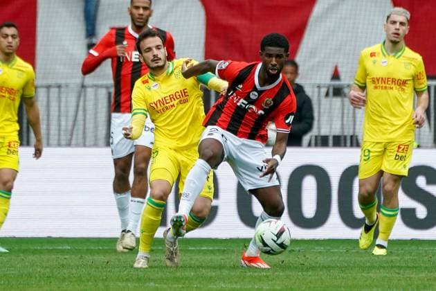 Pedro Chirivella (FC Nantes) - Mohamed-Ali Cho (OGC Nice) FOOTBALL : OGC Nice vs FC Nantes- Ligue 1 Uber Eats - Nice - 31 03 2024 NorbertScanella Panoramic 