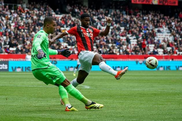 Alban Lafont (FC Nantes) - Mohamed-Ali Cho (OGC Nice) FOOTBALL : OGC Nice vs FC Nantes- Ligue 1 Uber Eats - Nice - 31 03 2024 NorbertScanella Panoramic 