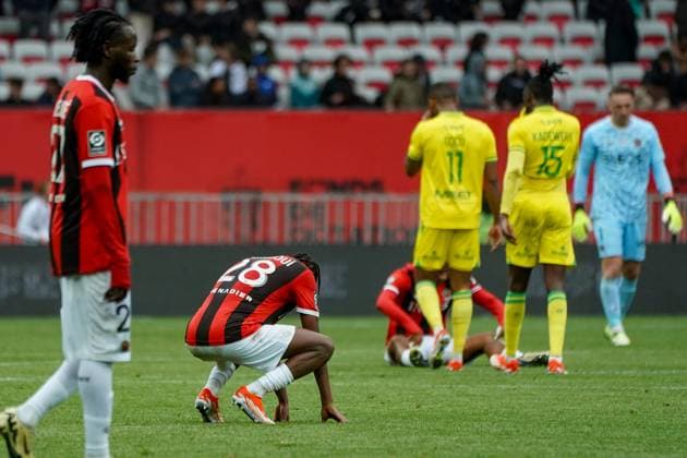 Deception - Hicham Boudaoui (OGC Nice) FOOTBALL : OGC Nice vs FC Nantes- Ligue 1 Uber Eats - Nice - 31 03 2024 NorbertScanella Panoramic 