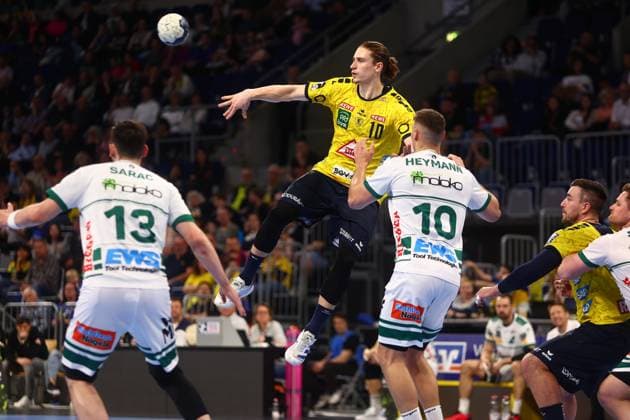 Juri Knorr (Rhein-Neckar Loewen) Rhein-Neckar Loewen vs Frischauf Goeppingen, Handball, 1. Bundesliga, 31.03.2024 Rhein-Neckar Loewen vs Frischauf Goeppingen, Handball, 1. Bundesliga, 31.03.2024 Mannheim Copyright: xEibner-Pressefotox EP_RWS