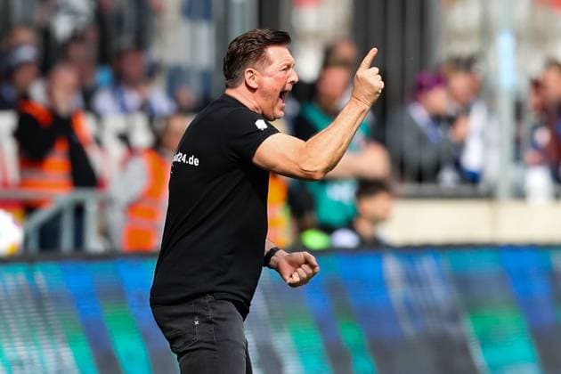 Trainer Christian Titz (1. FC Magdeburg) - 2. Fußball Bundesliga Saison 2023-2024 1. FC Magdeburg vs. Hannover 96 in der MDCC Arena in Magdeburg - Fußball,Mann,Männer,Deutschland,31.03.2024