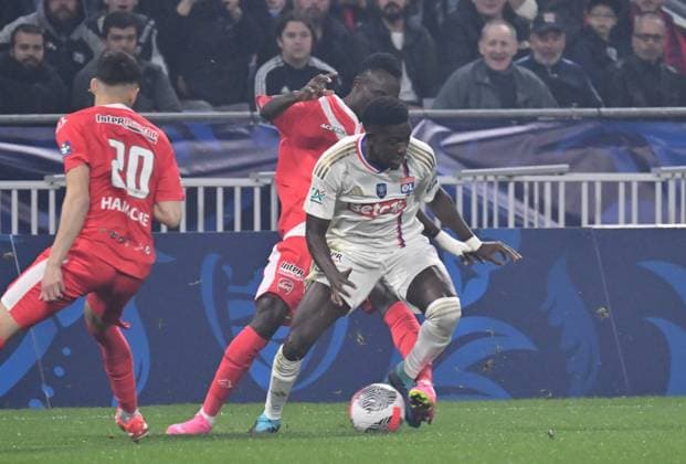 ERnest Nuamah (lyon) FOOTBALL: Olympique Lyonnais vs Valenciennes Football Club - 1 2 Coupe de France - 02 04 2024 FredericChambert Panoramic 