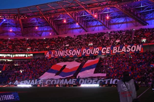 Supporters (lyon) FOOTBALL: Olympique Lyonnais vs Valenciennes Football Club - 1 2 Coupe de France - 02 04 2024 FredericChambert Panoramic 