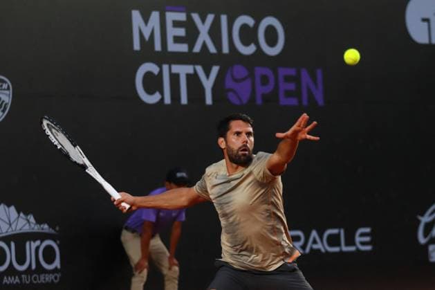 Mexico City Open Apr 2, 2024, Mexico City, Mexico: Federico Gaio (ITA) hits a forehand against Thiago Tirante (ARG) during the Day 3 of the Mexico City Open at Deportivo Chapultepec. on Apr 2, 2024, Mexico City, Mexico. Photo by Carlos Santiago Eyepix Group ABACAPRESS.COM Mexico City Mexico  Copyright: xEyepix ABACAx