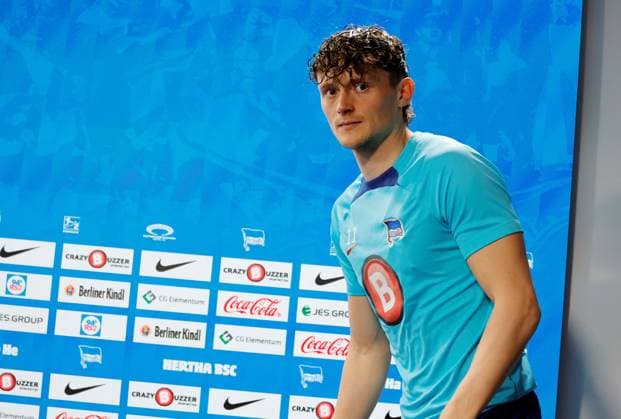 Fabian Reese, Deutschland, Berlin, Sportpark, GER, 2.FBL, Hertha BSC, Saison 2023 24, Pressekonferenz vor dem Auswärtsspiel beim SC Paderborn