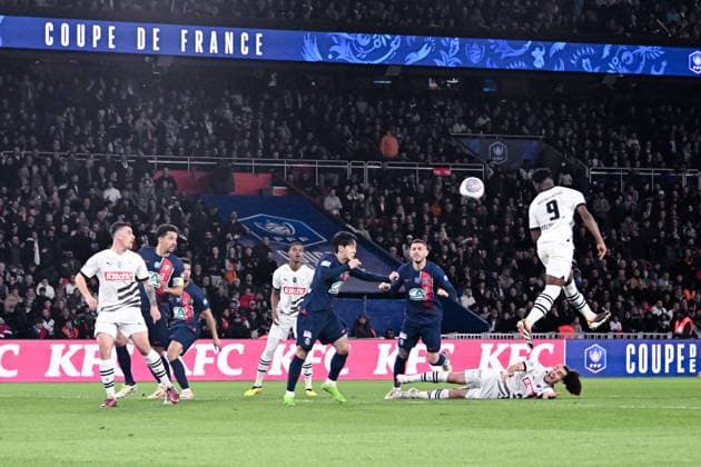 Arnaud Kalimuendo ( 9 - Rennes ) during the French Cup match between Paris Saint Germain and Stade Rennais at Parc des Princes on April 03, 2024 in Paris, France. ( Photo by federico pestellini panoramic ) - FOOTBALL : PSG vs Rennes - Coupe de France - 03 04 2024 FedericoPestellini Panoramic 