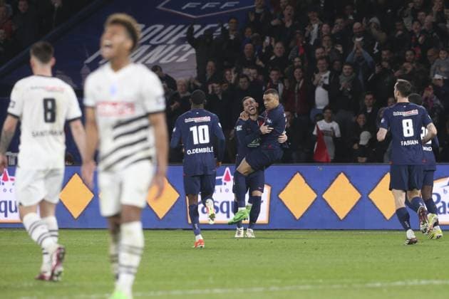 Joie - But de Kylian Mbappe (PSG) FOOTBALL : Paris Saint Germain Vs Rennes - Coupe de France - Demi Finale - 03 04 2024 MichaelBaucher Panoramic 