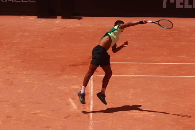 April 3, 2024, Mexico City, Ciudad de Mexico, Mexico: Apr 3, 2024, Mexico City, Mexico: Giovanni Mpetshi Perricard (FRA) serves to Maxime Janvier (FRA) during the Day 4 of the Mexico City Open at Deportivo Chapultepec. on Apr 3, 2024, Mexico City, Mexico. Mexico City Mexico - ZUMAe321 20240403_zsa_e321_044 Copyright: xCarlosxSantiago xEyepixxGroupx