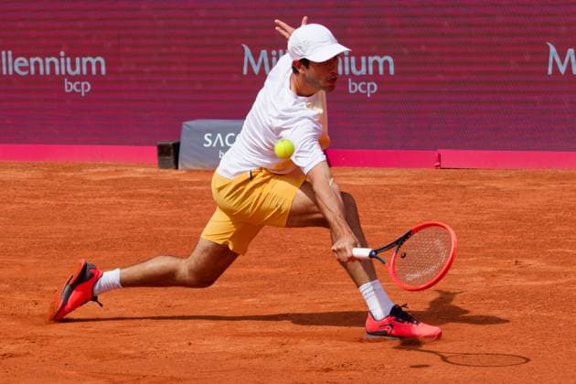 Estoril, Portugal, April 05 2024: Nuno Borges (Portugal) in action during the Millennium Estoril Open match between Cristian Garin (Chile) and Nuno Borges (Portugal) at Clube de Tenis do Estoril in Estoril, Portugal. (Pedro Porru SPP) Copyright: xPedroxPorrux xSPPx spp-en-PePoSp-4F8A0446