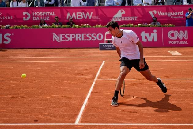Estoril, Portugal, April 05 2024: Cristian Garin (Chile) in action during the Millennium Estoril Open match between Cristian Garin (Chile) and Nuno Borges (Portugal) at Clube de Tenis do Estoril in Estoril, Portugal. (Pedro Porru SPP) Copyright: xPedroxPorrux xSPPx spp-en-PePoSp-HE5A5716