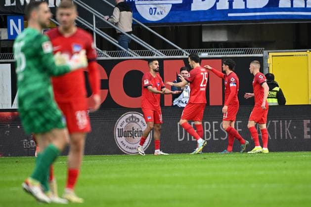 Paderborn, Home Deluxe Arena, 05.04.24, GER, Herren, 2.Bundesliga, Saison 2023-2024, SC Paderborn 07 - Hertha BSC Berlin Bild: Aymen BARKOK (Hertha BSC) jubelt nach seinem Tor zum 1:1 Only for editorial use! DFL regulations prohibit any use of photographs as image sequences and or quasi-video. NRW Deutschland