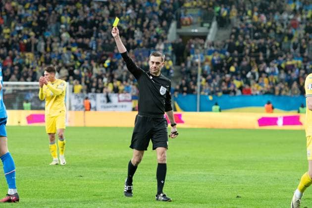 WROCLAW 26.03.2024 FINALOWY MECZ BARAZOWY ELIMINACJE DO MISTRZOSTW EUROPY 2024: UKRAINA - ISLANDIA --- UEFA EURO, EM, Europameisterschaft,Fussball 2024 QUALIFICATION FINAL PLAY-OFF MATCH: UKRIANE - ICELAND Clement Turpin FOT. PAWEL LIPNICKI 400mm.pl NEWSPIX.PL --- Newspix.pl  WI5_0598