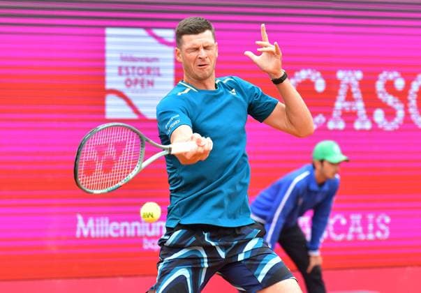 Hubert Hurkacz (Polen) im Semifinale der Estoril Open Estoril Open, Portugal, 6. April 2024 - Hubert Hurkacz (Polen) im Semifinale der Estoril Open in Portugal gegen den Chilenen Cristian Garin (nicht im Bild) Estoril Estoril Tennis Club Lisbon Portugal