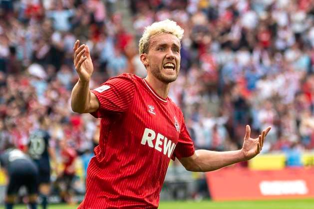 Sport Themen der Woche KW14 Sport Bilder des Tages Luca Waldschmidt (1. FC Koeln, 09) jubelt nach seinem Siegtreffer zum 2:1. Fussball: 1. Bundesliga, Saison 2023 2024, 28. Spieltag, 1. FC Koeln - VfL Bochum 1848 am 06.04.2024 im Rhein EnergieStadion in Koeln. Wichtiger Hinweis: Gemaess den Vorgaben der DFL Deutsche Fussball Liga bzw. des DFB Deutscher Fussball-Bund ist es untersagt, in dem Stadion und oder vom Spiel angefertigte Fotoaufnahmen in Form von Sequenzbildern und oder videoaehnlichen Fotostrecken zu verwerten bzw. verwerten zu lassen. Foto: Kirchner-Media TH *** Luca Waldschmidt 1 FC Koeln, 09 celebrates after his winning goal to 2 1 Soccer 1 Bundesliga, Season 2023 2024, 28 Matchday, 1 FC Koeln VfL Bochum 1848 on 06 04 2024 at Rhein EnergieStadion in Koeln Important notice According to the regulations of the DFL German Football League or the DFB German Football Association it is prohibited, to utilize or have utilized photographs taken in the stadium and or of the match in the form of sequential images and or video-like photo series Foto Kirchner Media TH Copyright: xKirchner-Media THx