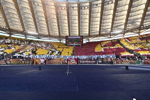 As Roma 06 04 2024 - campionato di calcio serie A Roma-Lazio foto Antonello Sammarco Image nella foto: coreografia tifosi Roma 