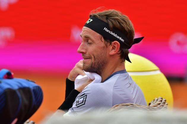 Casper Ruud (Norwegen) in seinem Halbfinale bei den Estoril Open in Portugal Estoril Open, Portugal, 6. April 2024 - Casper Ruud (Norwegen) in seinem Halbfinale bei den Estoril Open in Portugal gegen den Spanier Pedro Martinez (nicht im Bild) Estoril Estoril Tennis Club Lisbon Portugal