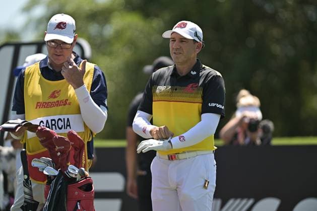 DORAL, FL - APRIL 06 Professional Golfer Sergio Garcia in action during LIV Golf Miami on April 6, 2024, at Trump National Doral Miami in Doral, FL. (Photo by Michele Eve Sandberg Icon Sportswire) GOLF: APR 06 LIV Golf League Miami EDITORIAL USE ONLY Icon240406362