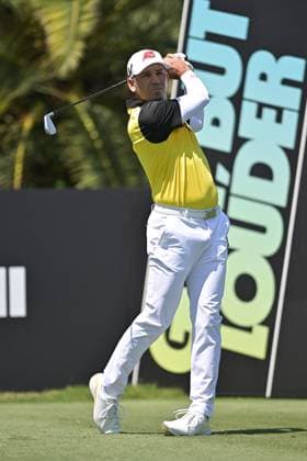 DORAL, FL - APRIL 06 Professional Golfer Sergio Garcia in action during LIV Golf Miami on April 6, 2024, at Trump National Doral Miami in Doral, FL. (Photo by Michele Eve Sandberg Icon Sportswire) GOLF: APR 06 LIV Golf League Miami EDITORIAL USE ONLY Icon240406370