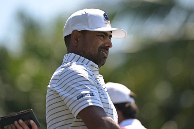 DORAL, FL - APRIL 06 Professional Golfer Anirban Lahiri in action during LIV Golf Miami on April 6, 2024, at Trump National Doral Miami in Doral, FL. (Photo by Michele Eve Sandberg Icon Sportswire) GOLF: APR 06 LIV Golf League Miami EDITORIAL USE ONLY Icon24040640101