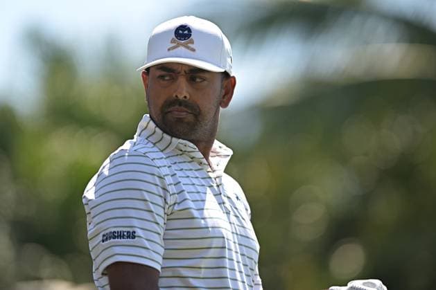 DORAL, FL - APRIL 06 Professional Golfer Anirban Lahiri in action during LIV Golf Miami on April 6, 2024, at Trump National Doral Miami in Doral, FL. (Photo by Michele Eve Sandberg Icon Sportswire) GOLF: APR 06 LIV Golf League Miami EDITORIAL USE ONLY Icon24040640201
