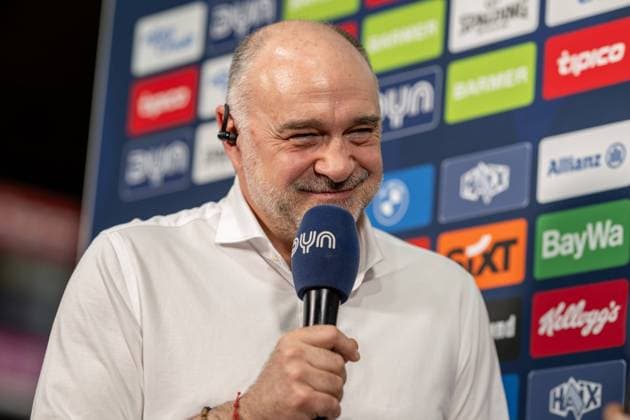 Head Coach Pablo Laso (FC Bayern Basketball) im Interview, FC Bayern Basketball vs. Loewen Braunschweig, Basketball, BBL, 27. Spieltag, 07.04.2024 Muenchen Bayern Deutschland