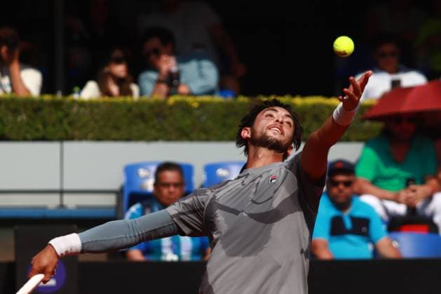 2024 Mexico City Open - Final Day April 7, 2024, Mexico City, Mexico: Thiago Tirante of Argentina serves during the Men s Singles Final match against Alexis Galarneau of Canada during the Mexico City Open at Deportivo Chapultepec. Thiago Tirante defeated Alexis Galarneau 2 sets to 0. on April 7, 2024 in Mexico City, Mexico. (Photo by Carlos Santiago Eyepix Group) Copyright: xCarlosxSantiago xEyepixxGroupx CS_07042024_116714