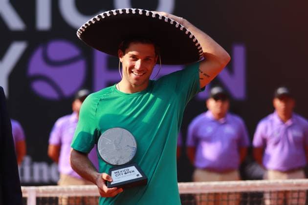 2024 Mexico City Open - Final Day April 7, 2024, Mexico City, Mexico: Alexis Galarneau of Canada poses with the second place trophy during the official presentation after losingn his Men s Singles Final match against Thiago Tirante during the Mexico City Open at Deportivo Chapultepec. Thiago Tirante defeated Alexis Galarneau 2 sets to 0. on April 7, 2024 in Mexico City, Mexico. (Photo by Carlos Santiago Eyepix Group) Copyright: xCarlosxSantiago xEyepixxGroupx CS_07042024_116740