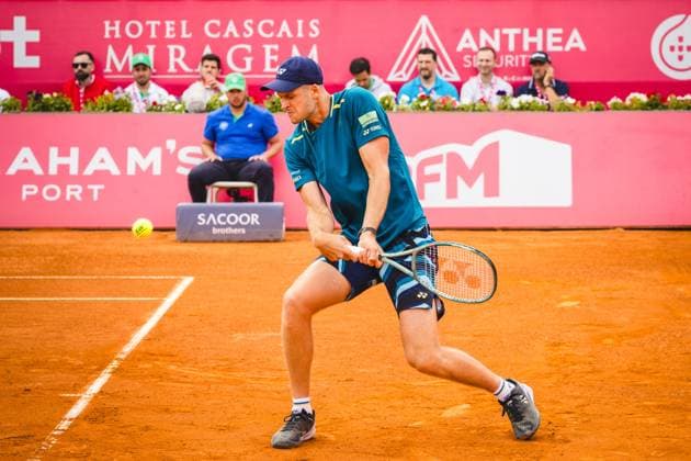 April 7, 2024, Estoril, Portugal: Hubert Hurkacz from Poland plays against Hubert Hurkacz from Poland (not pictured) during the Final of the Millennium Estoril Open ATP, Tennis Herren 250 tennis tournament 2024 at Clube de Tenis do Estoril. (Final Score: Pedro Martinez (3 - 6 : 4 - 6) (0 - 2) Hubert Hurkacz) Estoril Portugal - ZUMAs197 20240407_aaa_s197_219 Copyright: xHenriquexCasinhasx