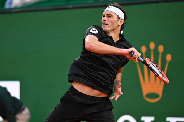 Monaco Rolex Masters - Practice Session Taylor Fritz (USA) during his first round match at the Monaco Rolex Masters in Monte Carlo, on April, 7, 2024. Photo by Corinne Dubreuil ABACAPRESS.COM Monaco Monaco  Copyright: xDubreuilxCorinne ABACAx