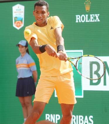 Monte-Carlo Rolex Master Tennis PHOTOPQR NICE MATIN Cyril Dodergny ; Roquebrune-cap-martin ; 08 04 2024 ; Roquebrune-cap-martin le 08 04 2024 - Monte-Carlo Country Club - Monte-Carlo Rolex Master 1000 Tennis - 1er tour - Le Canadien Felix AUGER-ALIASIME Roquebrune-cap-martin France  Copyright: xPHOTOPQR NICExMATIN MAXPPPxCyrilxDodergnyx 20240408NIM6758 20240408NIM6758