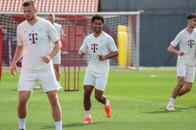 Serge Gnabry (FC Bayern Muenchen, 07), Abschlusstraining, FC Bayern Muenchen, Fussball, UEFA Champions League, Viertelfinale Hinspiel, Saison 23 24, 08.04.2024, Abschlusstraining, FC Bayern Muenchen, Fussball, UEFA Champions League, Viertelfinale Hinspiel, Saison 23 24, 08.04.2024 Muenchen Copyright: xEibner-Pressefoto JennixMaulx EP_JML