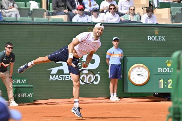 Tennis - Rolex Monte Carlo 2024 - ATP, Tennis Herren - Grigor Dimitrov - Bulgarie TENNIS - Rolex Monte Carlo 2024 - MC - 08 04 2024 ChrysleneCaillaud Panoramic 