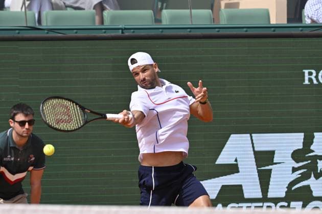 Tennis - Rolex Monte Carlo 2024 - ATP, Tennis Herren - Grigor Dimitrov - Bulgarie TENNIS - Rolex Monte Carlo 2024 - MC - 08 04 2024 ChrysleneCaillaud Panoramic 