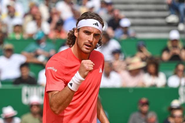 Rolex Monte-Carlo Masters - Day Three MONTE-CARLO, MONACO - APRIL 8: Stefanos Tsitsipas of Greece in action against Laslo Djere of Serbia during day three of the Rolex Monte-Carlo Masters at Monte-Carlo Country Club on April 8, 2024 in Monte-Carlo, Monaco. (Photo by Andy Astfalck) Copyright: xBEAUTIFULxSPORTS Astfalckx