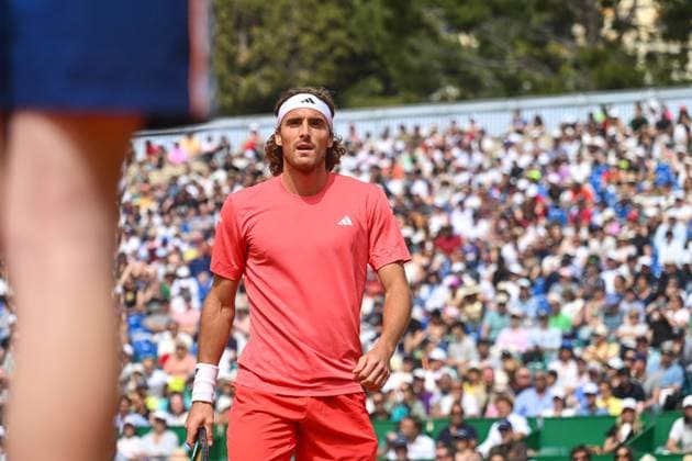 Rolex Monte-Carlo Masters - Day Three MONTE-CARLO, MONACO - APRIL 8: Stefanos Tsitsipas of Greece in action against Laslo Djere of Serbia during day three of the Rolex Monte-Carlo Masters at Monte-Carlo Country Club on April 8, 2024 in Monte-Carlo, Monaco. (Photo by Andy Astfalck) Copyright: xBEAUTIFULxSPORTS Astfalckx
