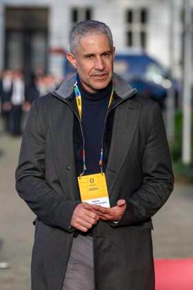 Fussball: EM-Workshop, Europameisterschaft, Treffen der Nationaltrainer am 08.04.2024 im Staendehaus in Duesseldorf. Sylvinho, Silvio Mendes Campos Junior (Albanien, Nationaltrainer) kommt zum Workshop. Foto: Kirchner-Media TH Copyright: xKirchner-Media THx